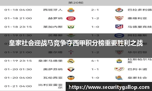 皇家社会迎战马竞争夺西甲积分榜重要胜利之战